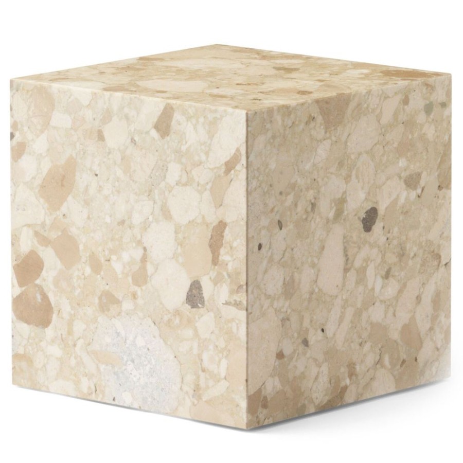 Mobler Audo Copenhagen Sidobord & Smabord | Plinth Cubic Sidobord 40X40 Cm, Kunis Breccia Marmor