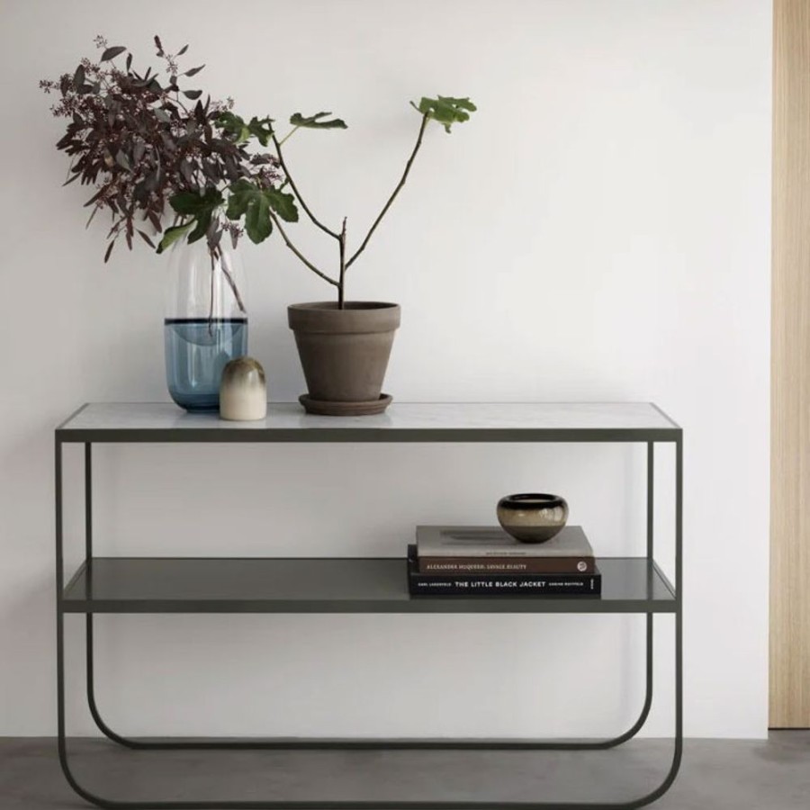 Mobler Asplund Sidobord & Smabord | Tati Console 120 Sidobord, Char Grey / Carraramarmor