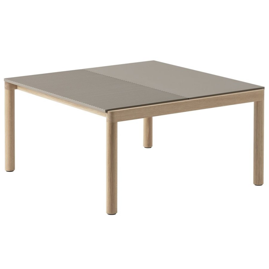 Mobler Muuto Soffbord | Couple Soffbord 80X84 Cm, Rafflad / Slat, Taupe / Oljad Ek