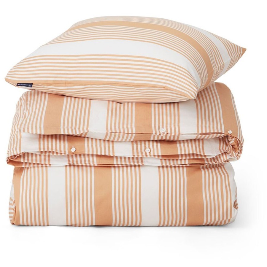 Textil Lexington Baddset | Striped Cotton Sateen Baddset 220X220 Cm, Vit / Beige