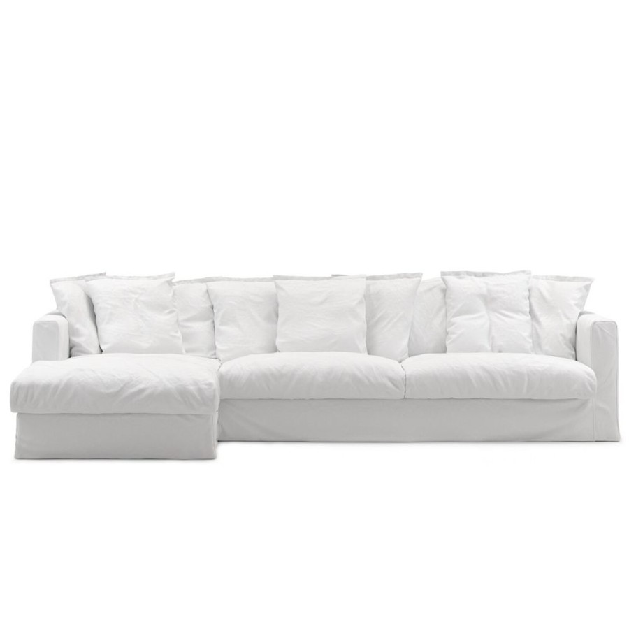 Mobler Decotique Hornsoffor & Divansoffor | Le Grand Air 3-Sitssoffa Bomull Divan Vanster, Vit