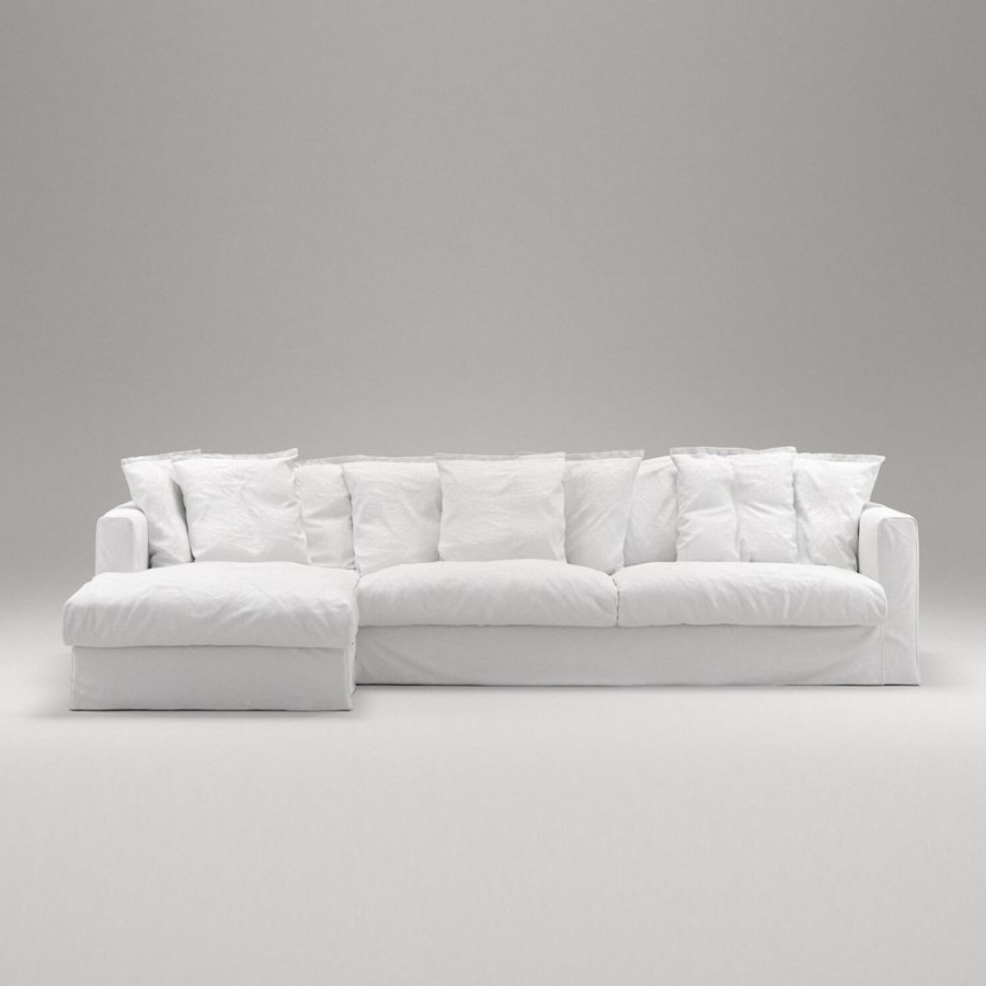 Mobler Decotique Hornsoffor & Divansoffor | Le Grand Air 3-Sitssoffa Bomull Divan Vanster, Vit