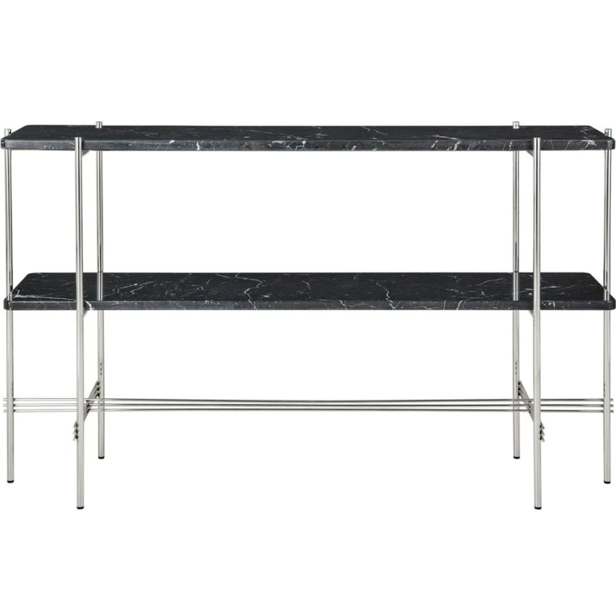 Mobler GUBI Sidobord & Smabord | Ts Console Sidobord 120X30X72 Cm, Polerat Stal / Svart Marquinamarmor