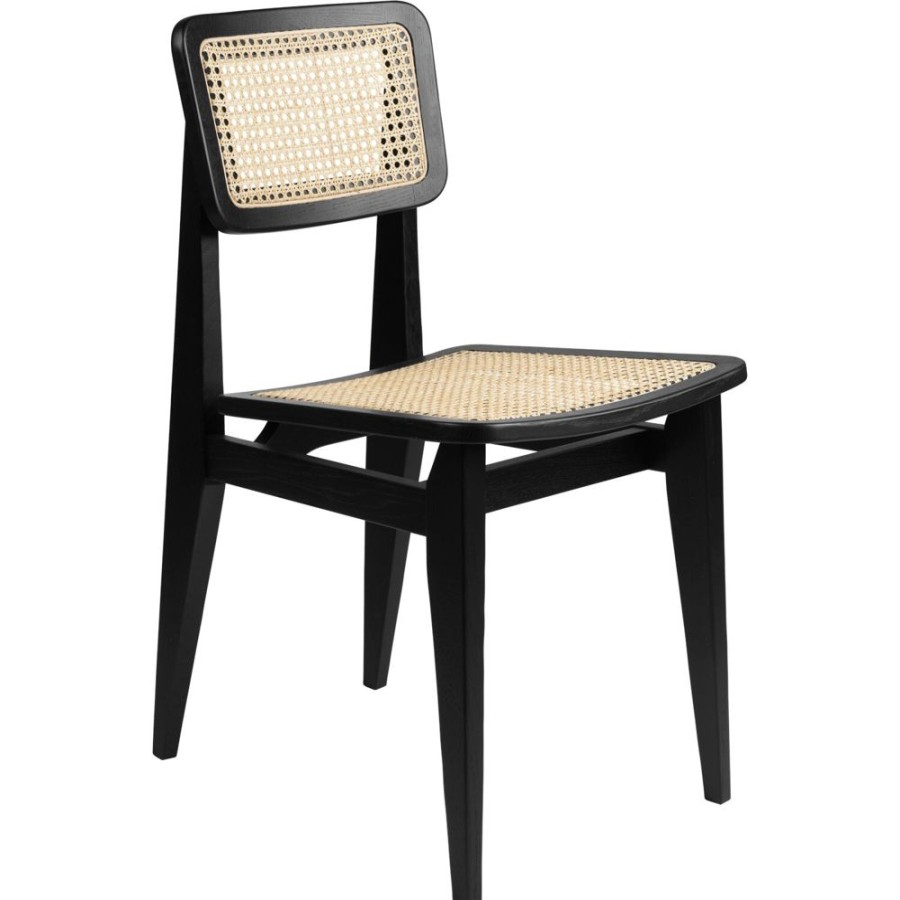 Mobler GUBI Matstolar | C-Chair Dining Chair, Black Oak/Cane