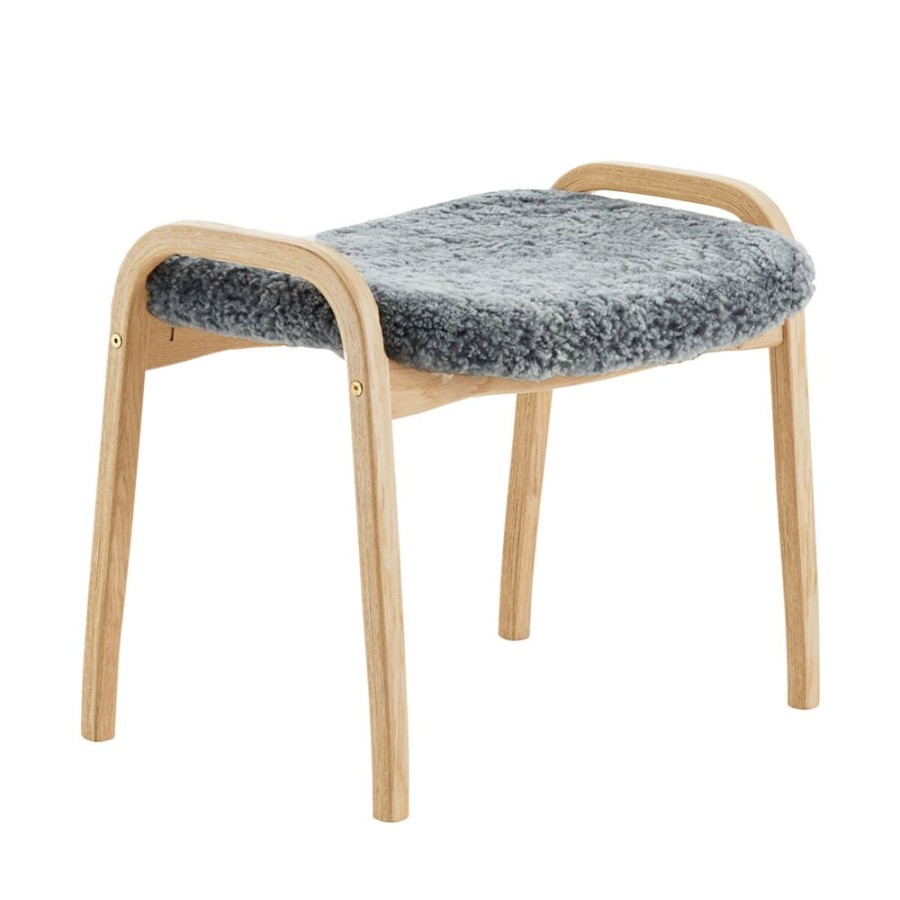 Mobler Swedese Fotpallar | Lamino Pall Farskinn/Bok, Scandinavian Grey