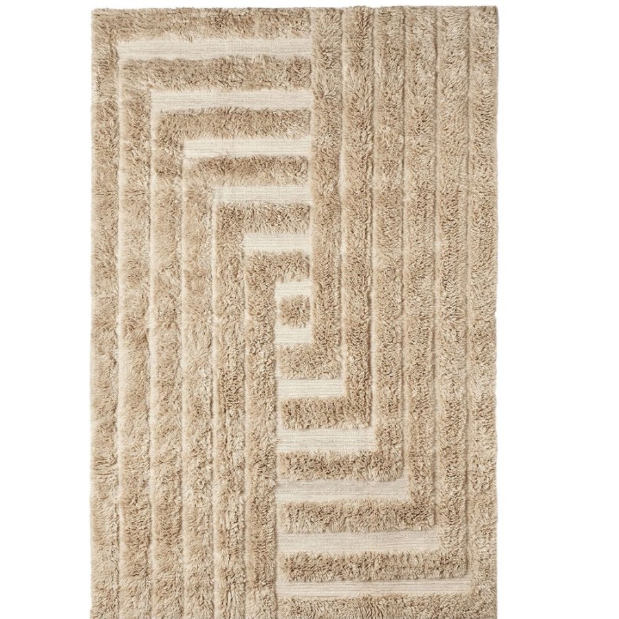 Mattor Dusty Deco Ullmattor | Shaggy Labyrinth Ullmatta 300X200 Cm, Beige