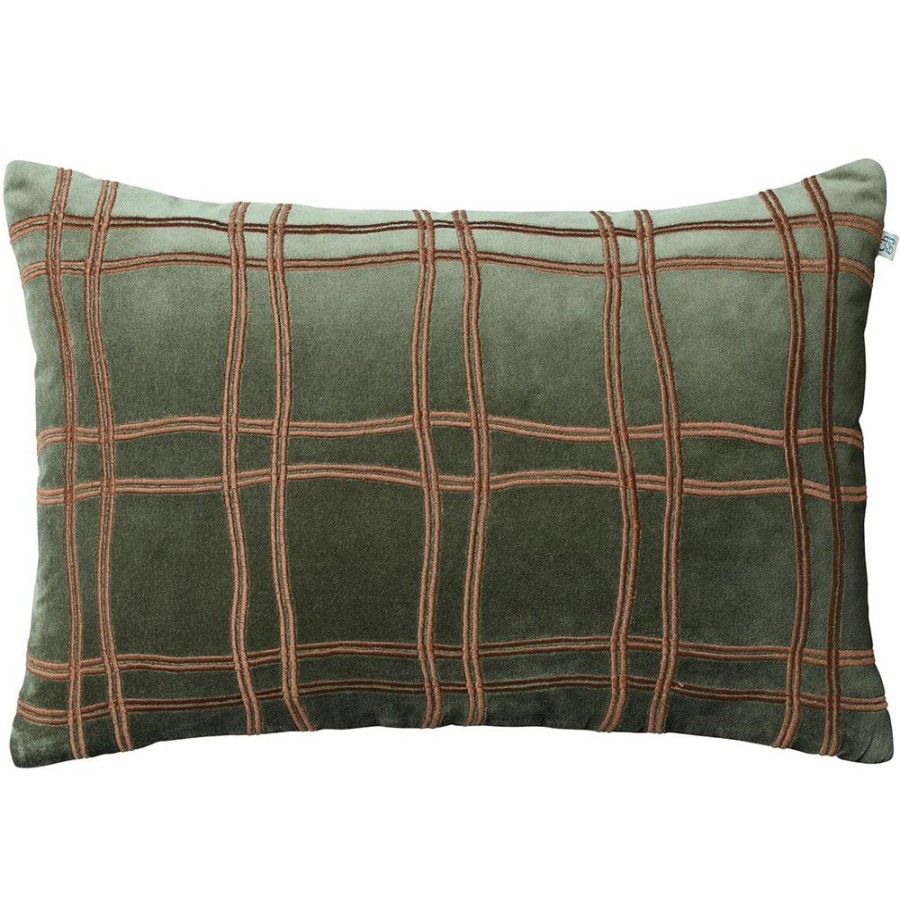 Textil Chhatwal & Jonsson Prydnadskuddar & Kuddfodral | Tattersall Kuddfodral 40X60 Cm, Forest Green / Konjak