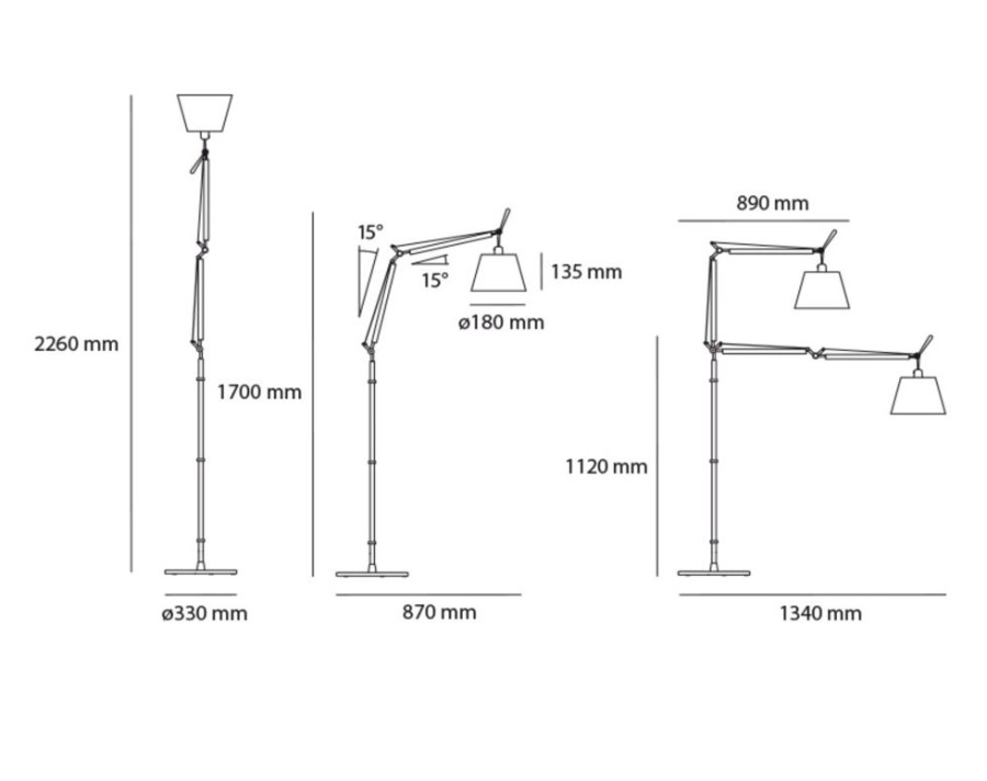 Belysning Artemide Golvlampor | Tolomeo Basculante Golvlampa, Satin