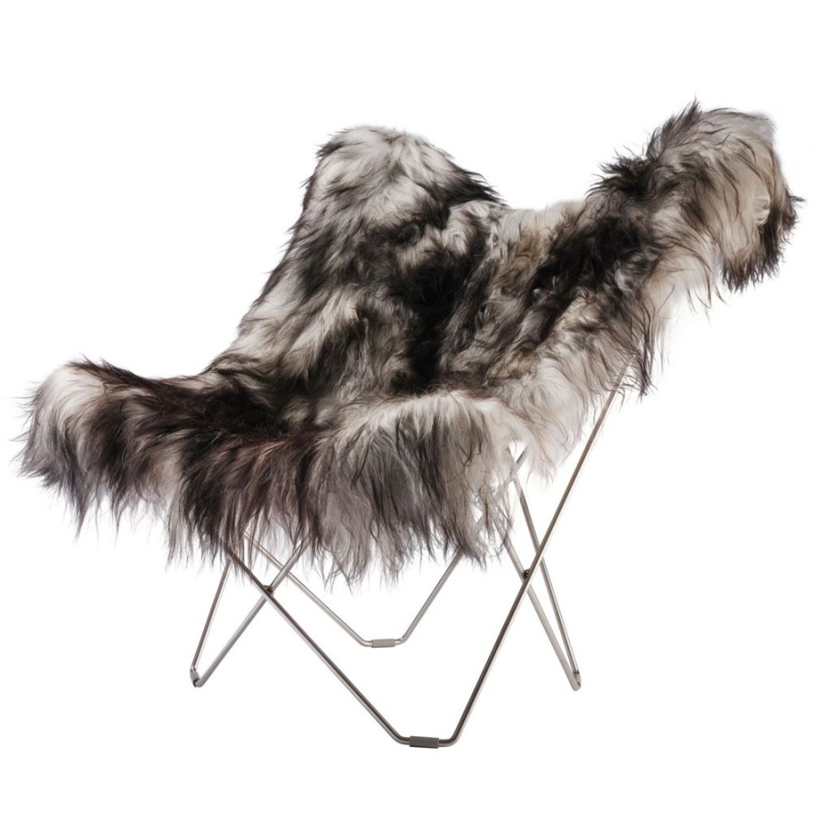 Mobler Cuero Fatoljer | Iceland Mariposa Butterfly Chair, Wild Grey/Chrome