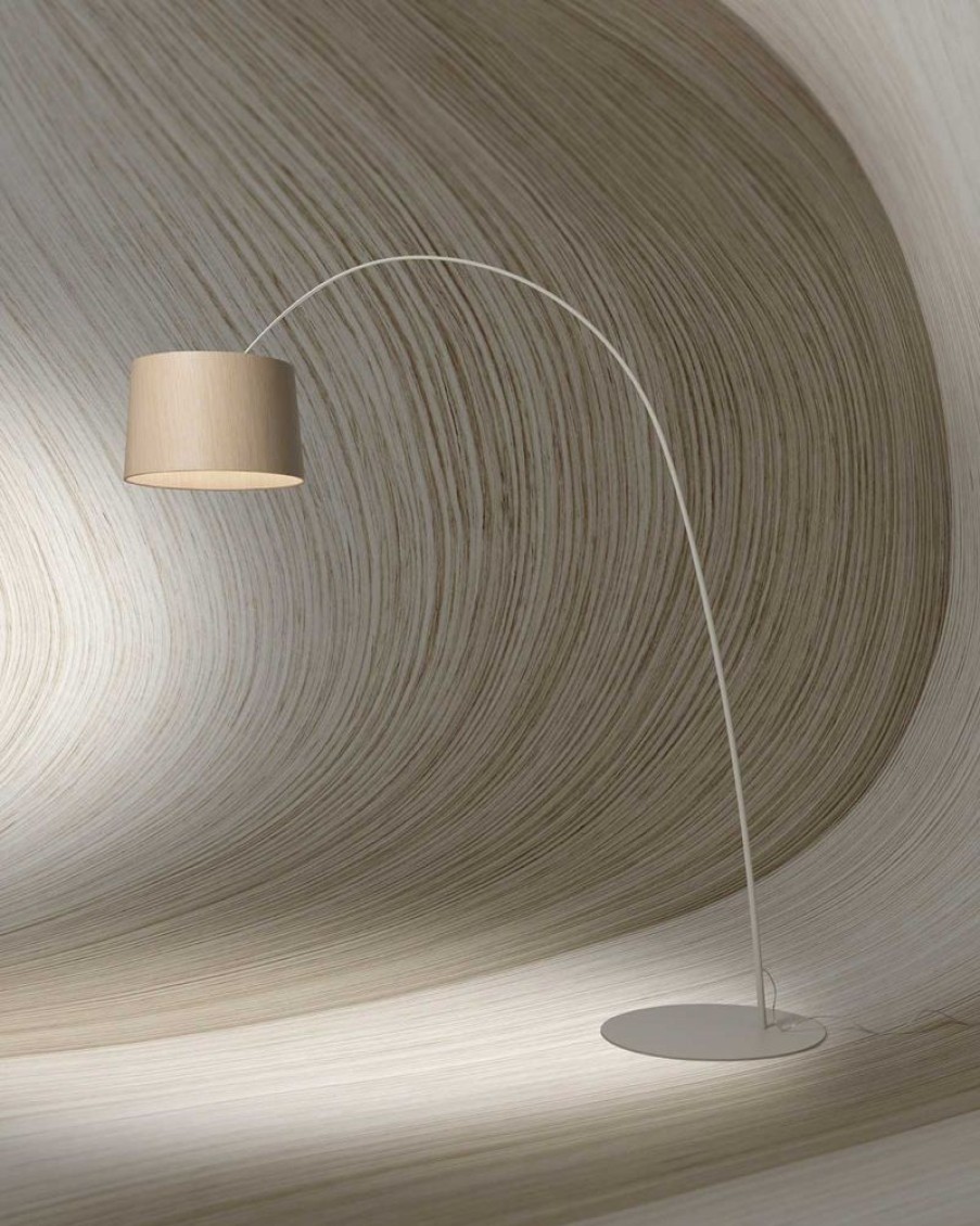 Belysning Foscarini Golvlampor | Twiggy Wood Golvlampa, Greige