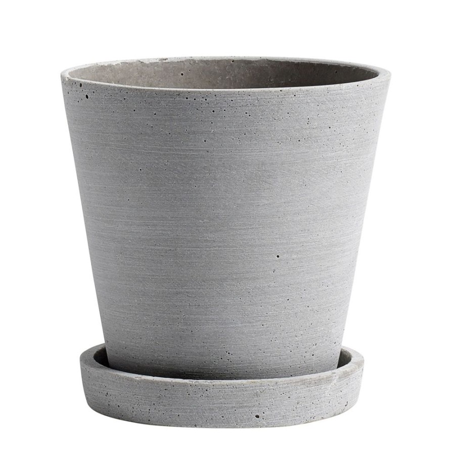 Inredning HAY Odlingslador & Utekrukor | Flowerpot Kruka Med Fat Gra, O14 Cm M