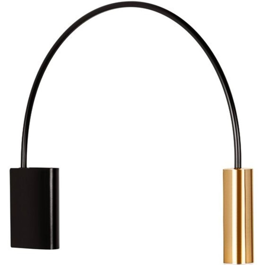 Belysning Estiluz Vagglampor | Volta A-3530 Vagglampa, Svart / Satin Gold