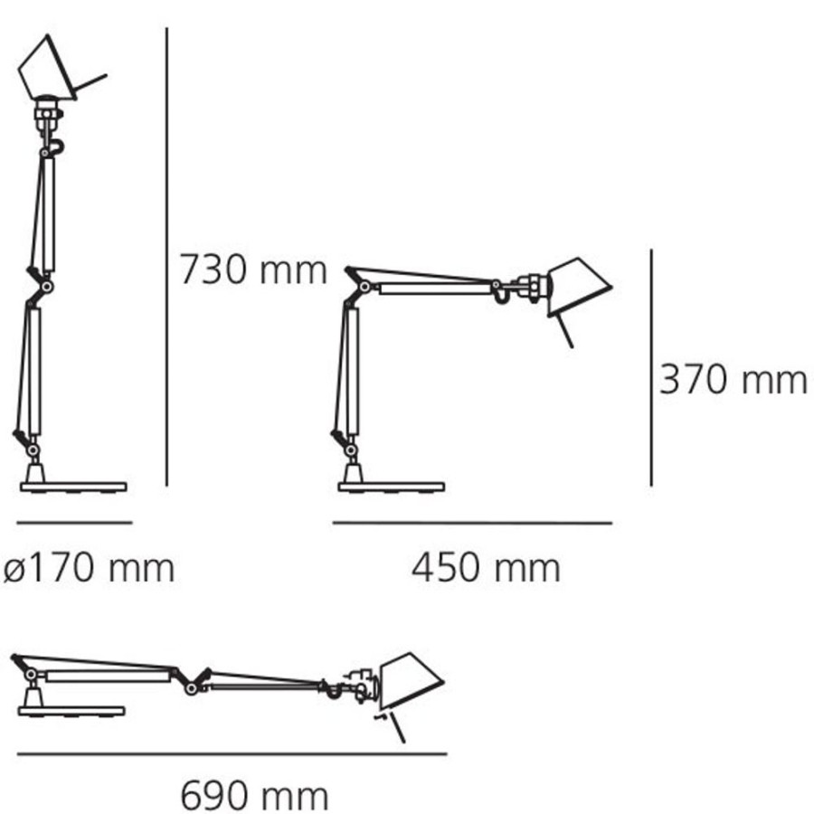 Belysning Artemide Bordslampor | Tolomeo Micro Bordslampa, Polerat Aluminium