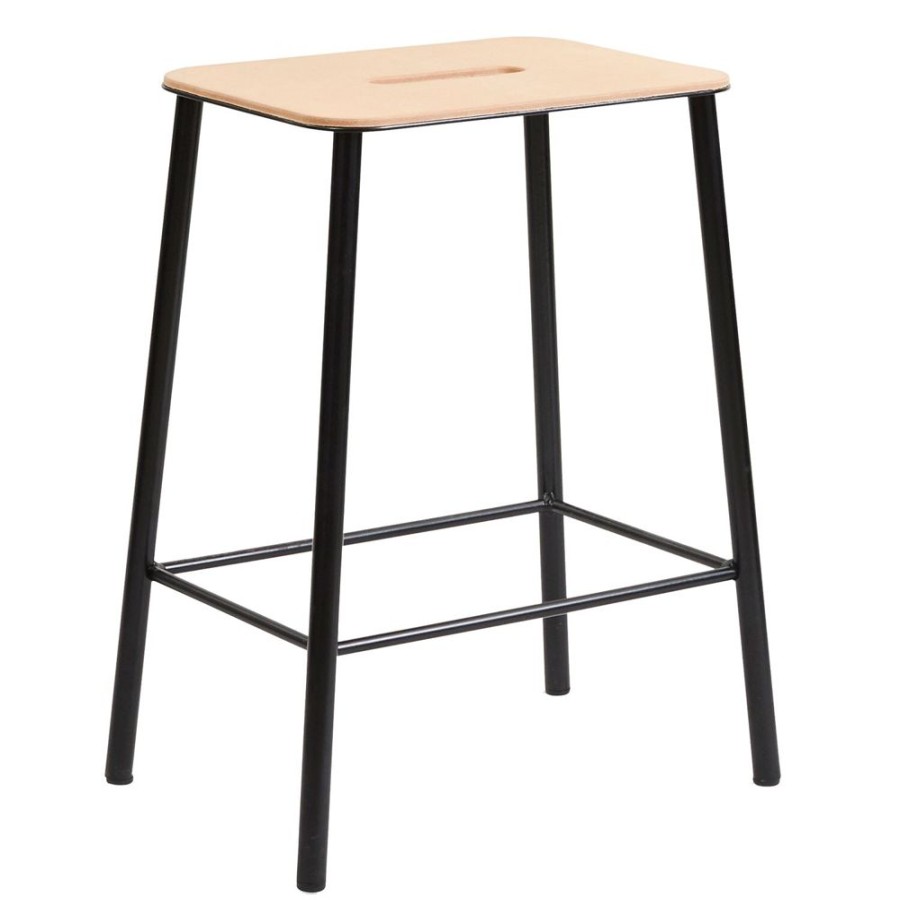 Mobler Frama Barstolar | Adam Stool Pall 50 Cm, Lader/Matt Svart