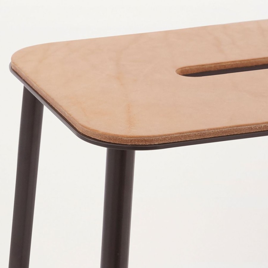 Mobler Frama Barstolar | Adam Stool Pall 50 Cm, Lader/Matt Svart