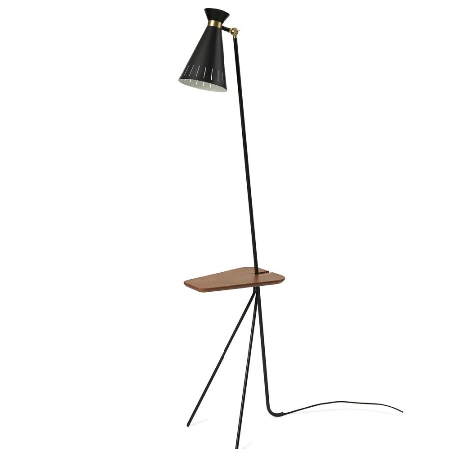 Belysning Warm Nordic Golvlampor | Cone Golvlampa Med Bord, Black Noir