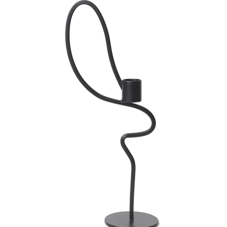 Inredning Ferm Living Ljuslyktor | Valse Ljusstake Svart, 28 Cm