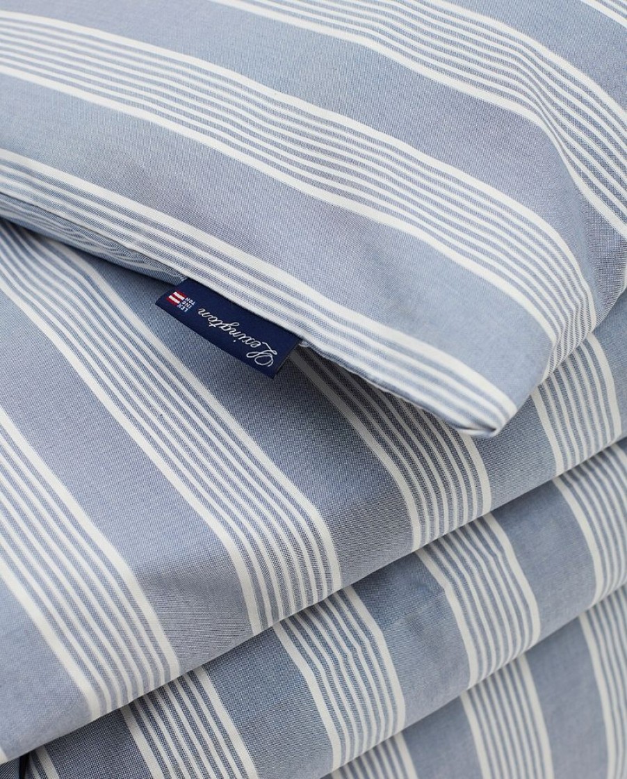 Textil Lexington Paslakan | Striped Lyocell/Cotton Paslakan Bla / Vit, 220X220 Cm