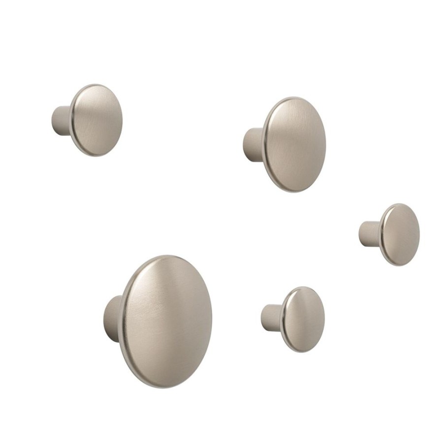 Inredning Muuto Krokar & Galgar | The Dots Krok Metall 5-Pack, Taupe