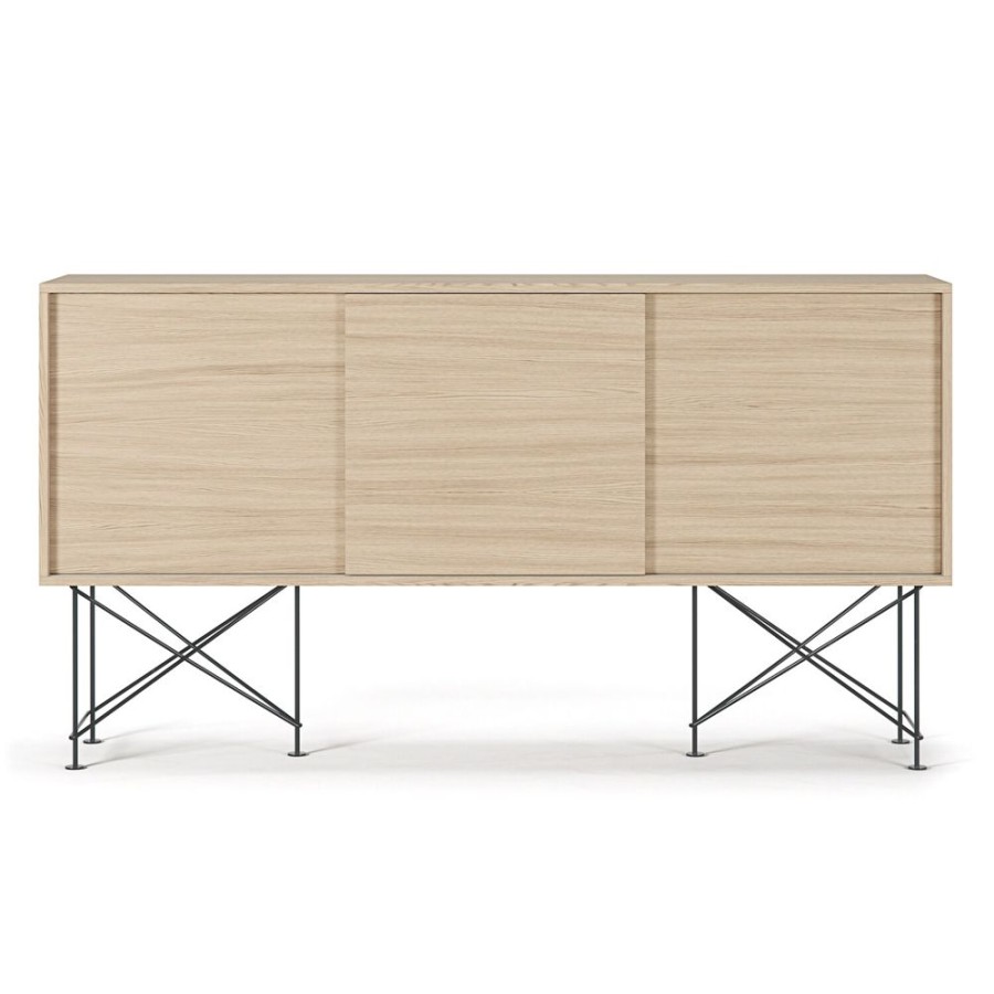 Mobler Decotique Sideboards | Vogue Sideboard 180H, Vitpigm. Ek/3Wo/Svart