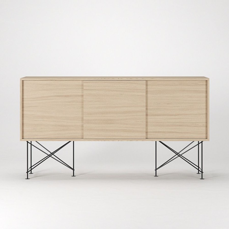 Mobler Decotique Sideboards | Vogue Sideboard 180H, Vitpigm. Ek/3Wo/Svart