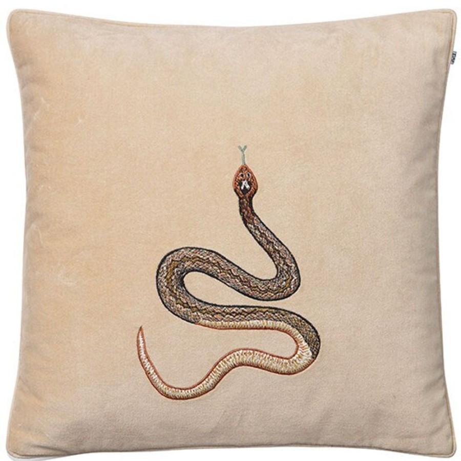 Textil Chhatwal & Jonsson Prydnadskuddar & Kuddfodral | Embroidered Cobra Kuddfodral 50X50 Cm, Beige