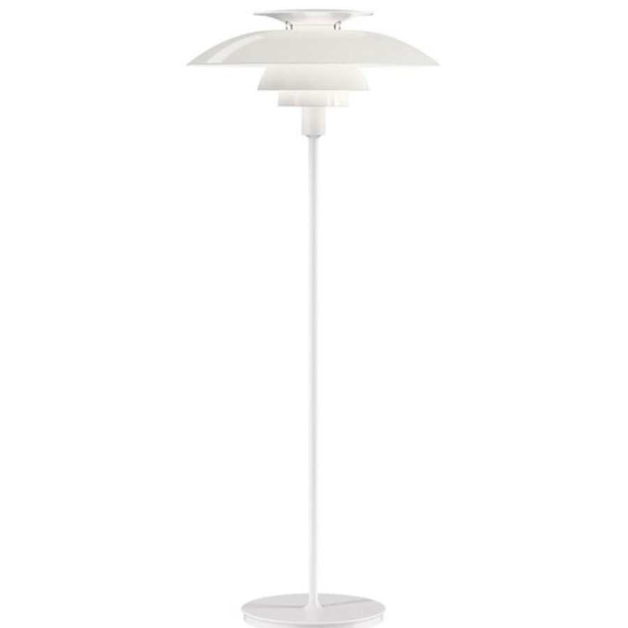 Belysning Louis Poulsen Golvlampor | Ph 80 Golvlampa Med Dimmer, Vit Opal Akryl / Vit