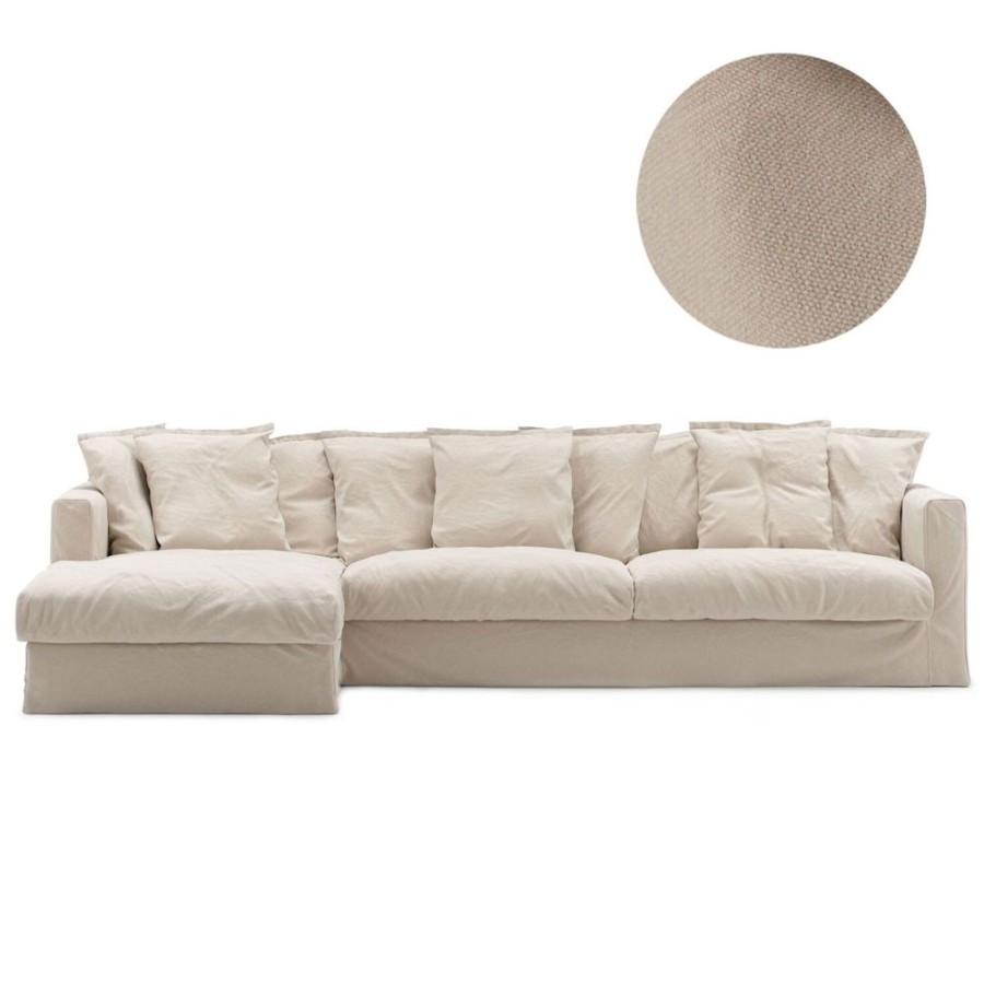 Mobler Decotique Kladslar | Le Grand Air Kladsel 3-Sits Bomull Divan Vanster, Beige