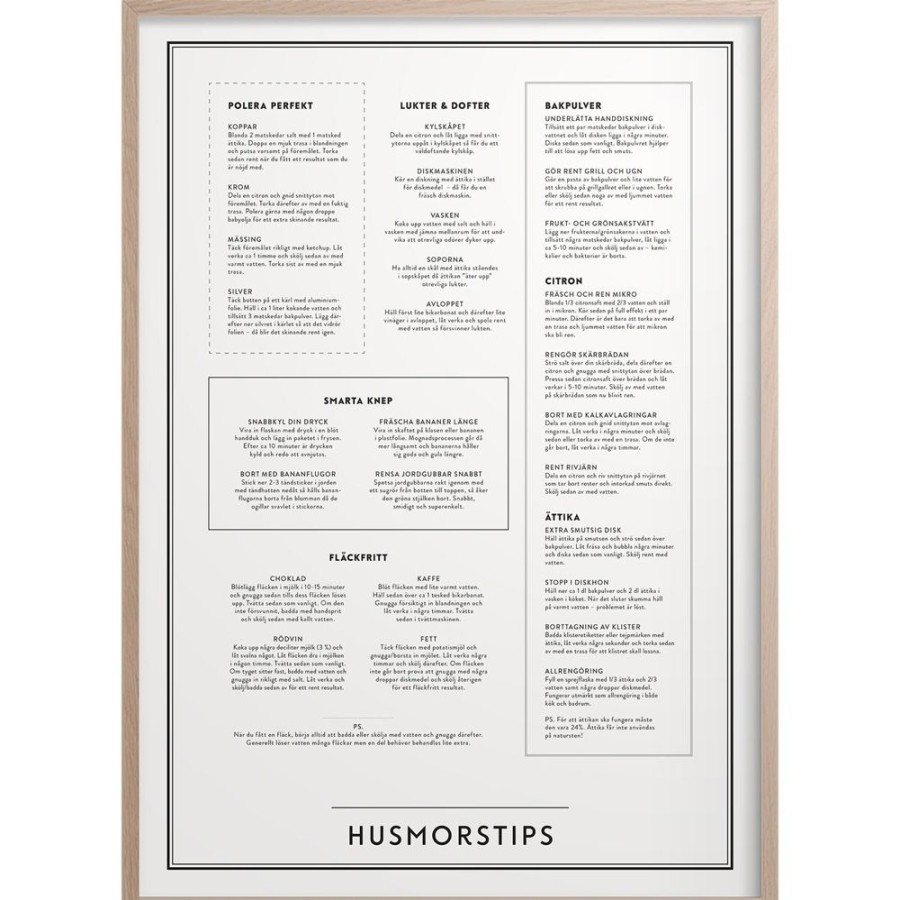 Inredning Kunskapstavlan® Posters | Husmorstips Poster, 50X70 Cm