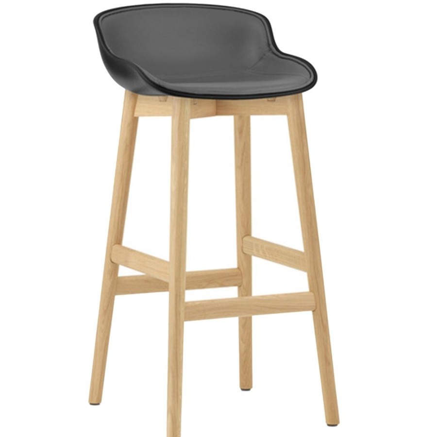 Mobler Normann Copenhagen Barstolar | Hyg Barstol 75 Cm, Kladd Framsida, Svart Lader / Ek