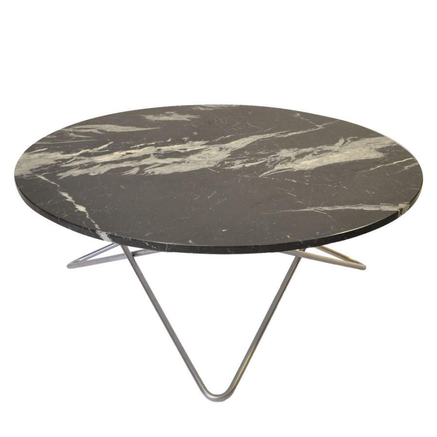 Mobler OX Denmarq Soffbord | Large O Table Soffbord O100 Cm, Stal/Svart Marmor