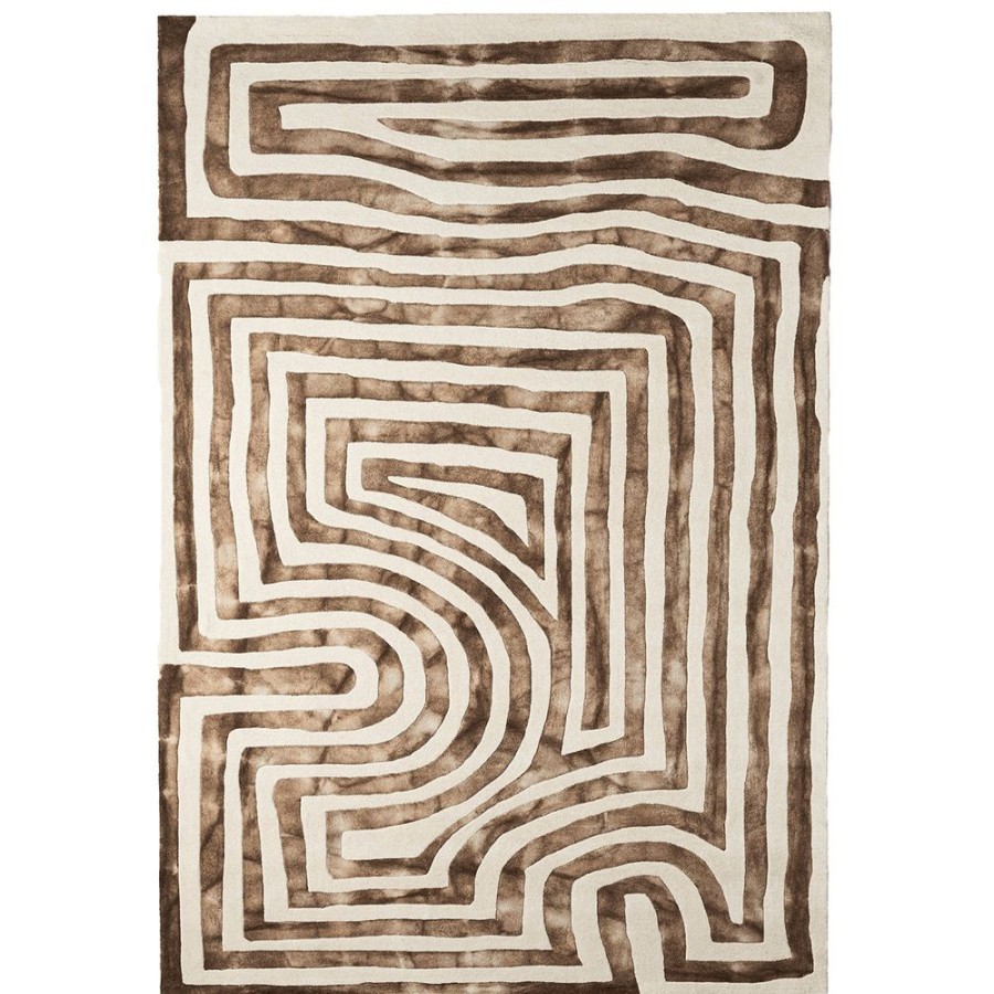 Mattor Dusty Deco Ullmattor | Psychadelic Labyrinth Ullmatta 300X400 Cm, Beige