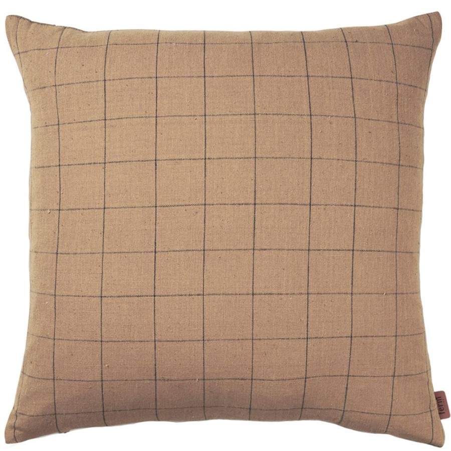 Textil Ferm Living Prydnadskuddar & Kuddfodral | Brown Prydnadskudde Grid, 50X50 Cm