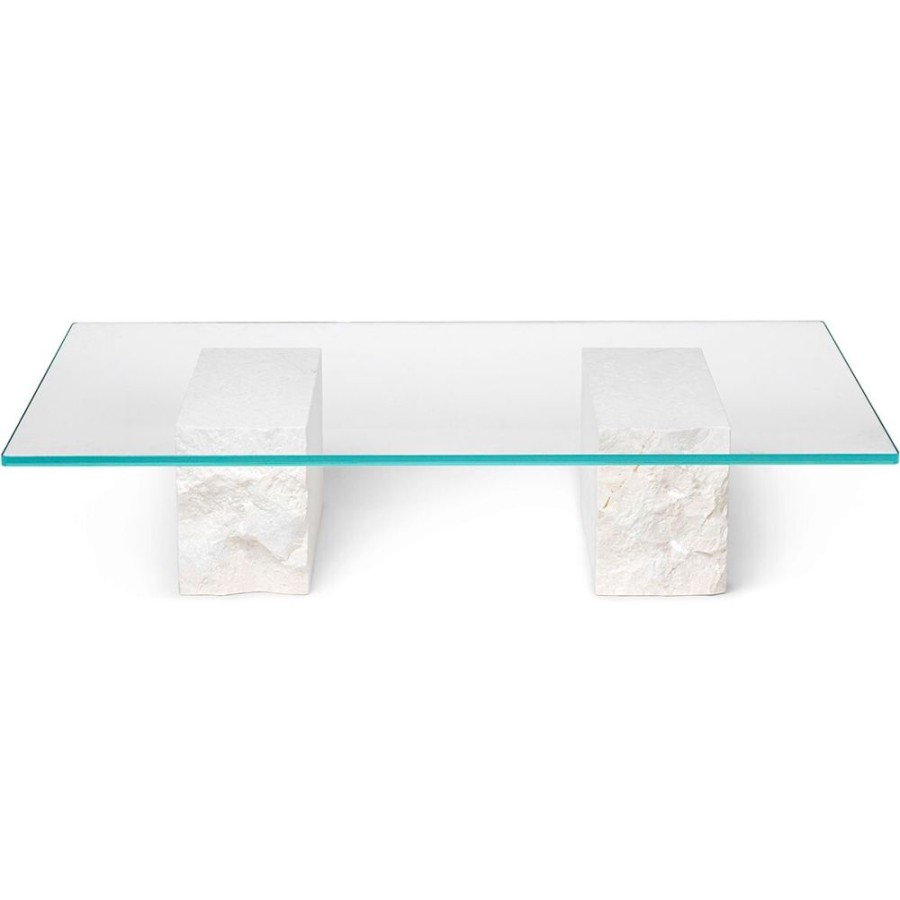 Mobler Ferm Living Soffbord | Mineral Soffbord 120X70 Cm, Bianco Curia Marmor / Glas