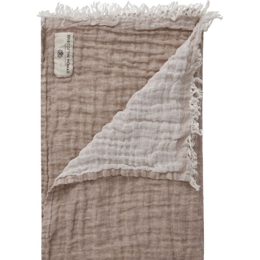 Textil Spirit Of The Nomad Pladar & Filtar | Linen Plad 130X170 Cm, Off-White / Ash Brown