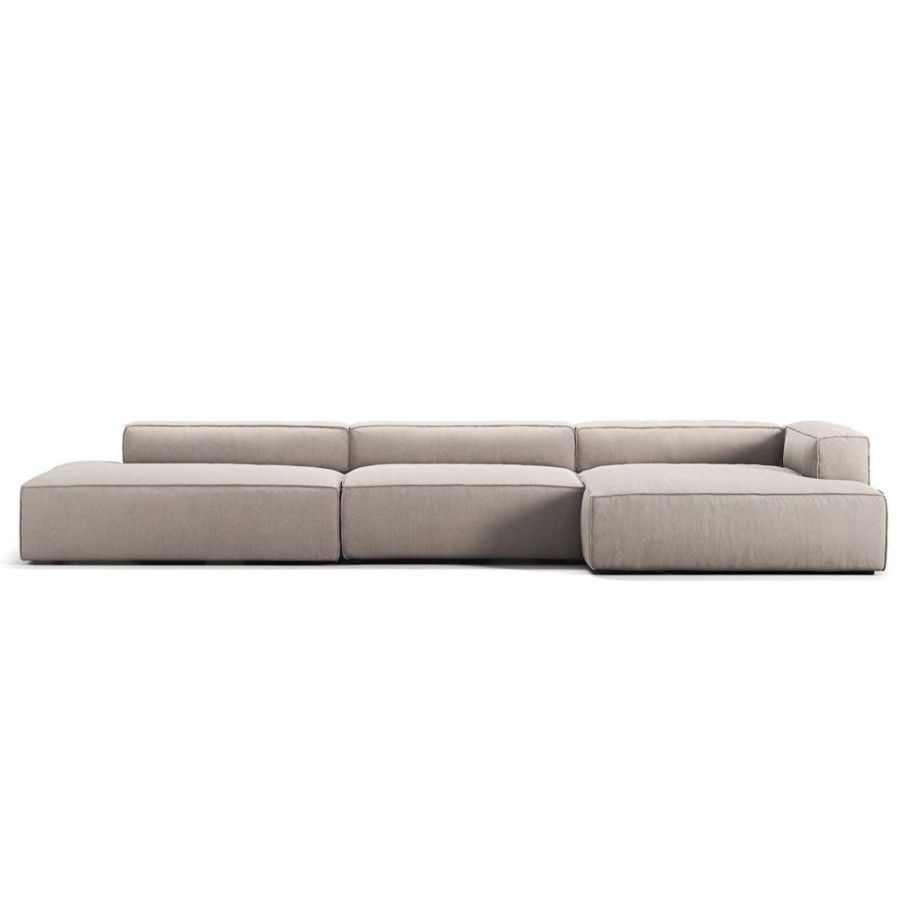 Mobler Decotique Hornsoffor & Divansoffor | Grand 5-Sitssoffa Oppet Avslut Vanster Minetyg, Sandshell Beige