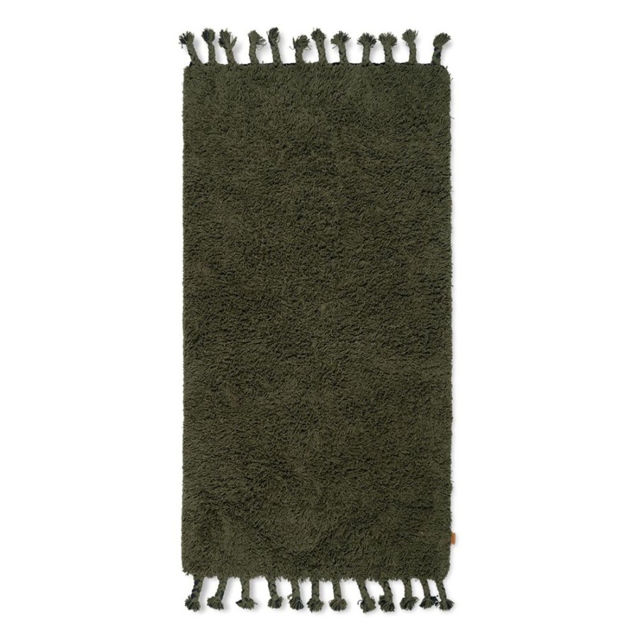 Mattor Ferm Living Ryamattor | Amass Long Pile Matta Olive 70X140 Cm