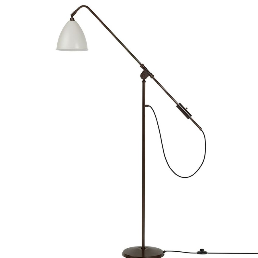 Belysning GUBI Golvlampor | Bestlite Bl4 M Golvlampa, Black Brass/Classic White