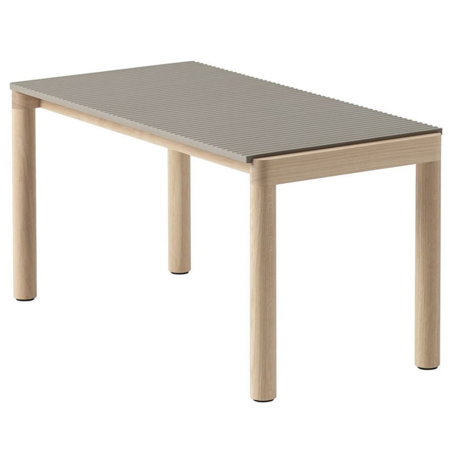 Mobler Muuto Soffbord | Couple Soffbord 40X84 Cm, Rafflad, Taupe / Oljad Ek