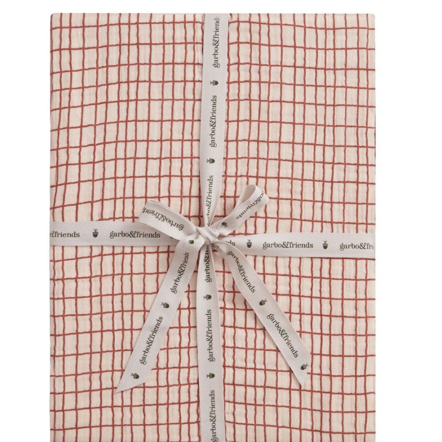 Textil Garbo & Friends Underlakan | Checks Rust Dra-Pa-Lakan Junior, 60X120 Cm