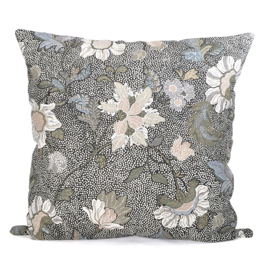 Textil Ceannis Prydnadskuddar & Kuddfodral | Flower Linen Kuddfodral 50X50 Cm, Svart