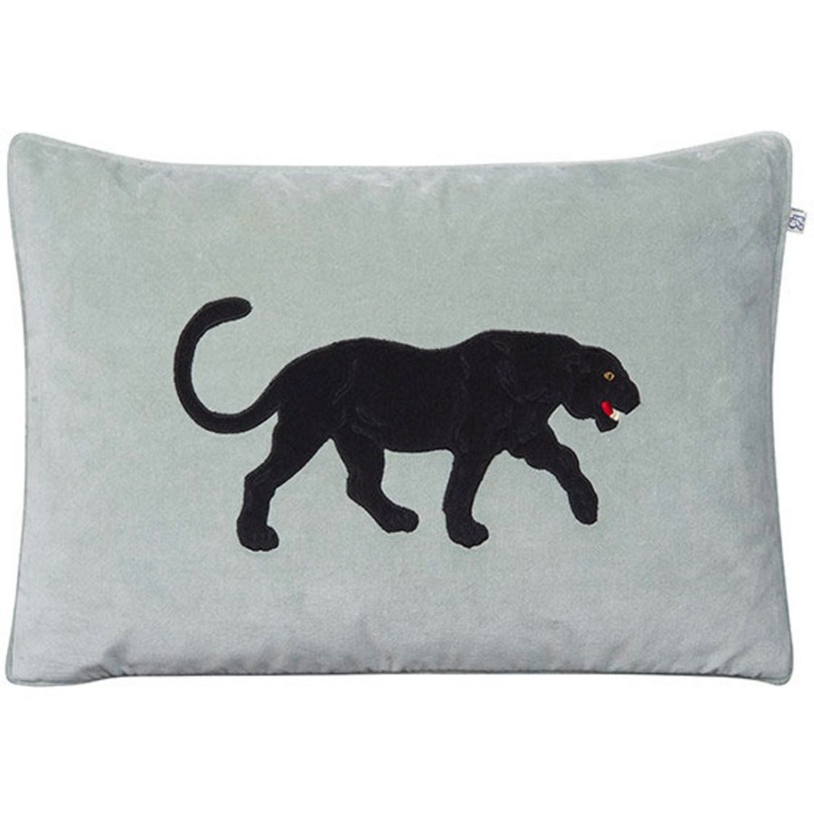 Textil Chhatwal & Jonsson Prydnadskuddar & Kuddfodral | Embroidered Black Panther Kuddfodral 40X60Cm, Aqua