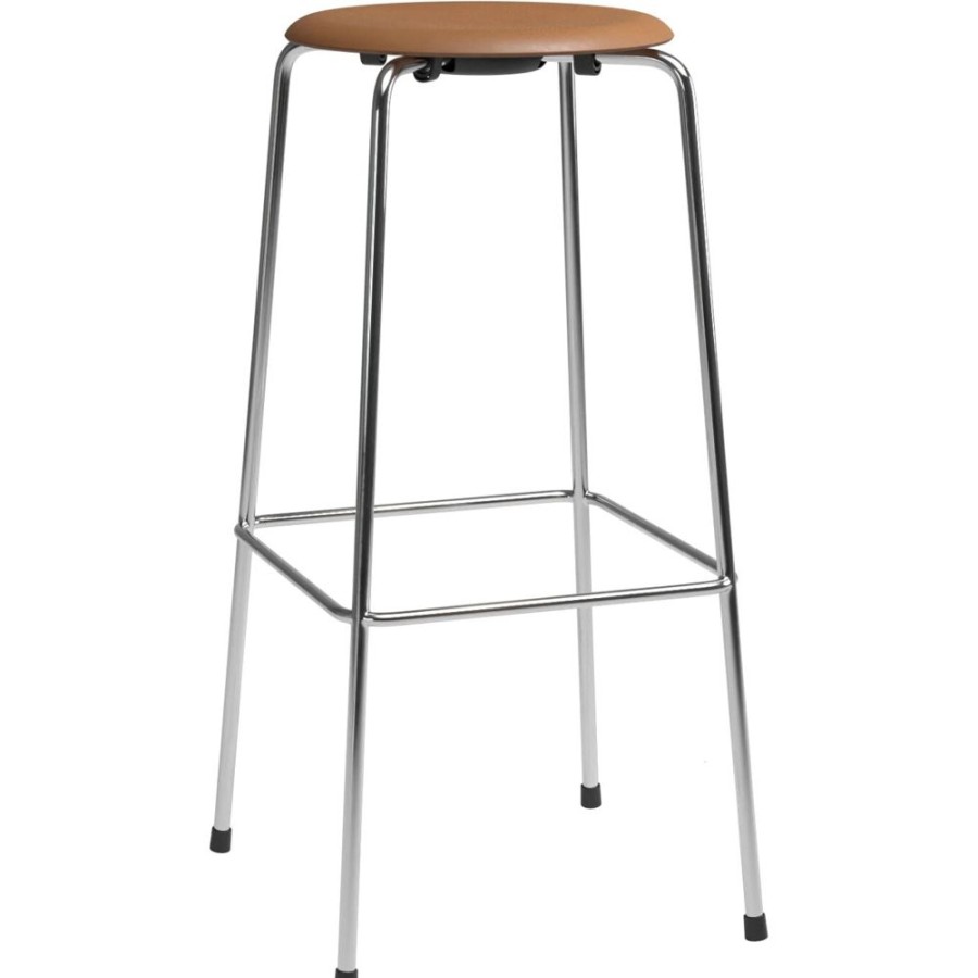 Mobler Fritz Hansen Barstolar | High Dot™ Barstol Med 4 Ben 76 Cm, Krom / Brun