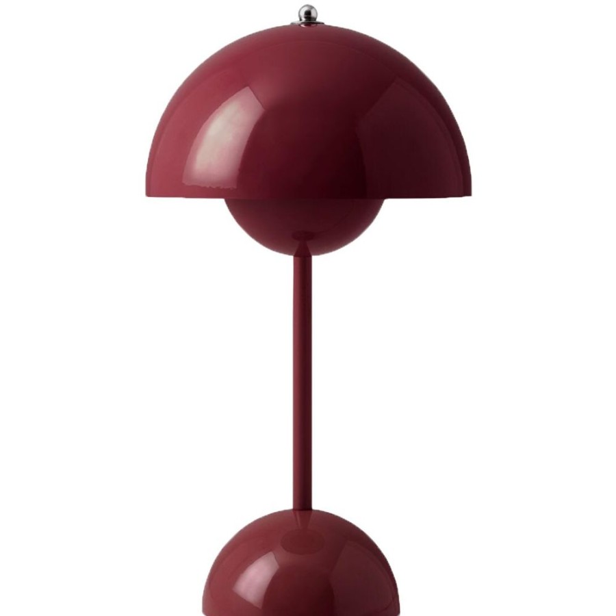 Belysning &Tradition Bordslampor | Flowerpot Vp9 Bordslampa Portabel Med Magnetisk Laddningskabel, Dark Plum