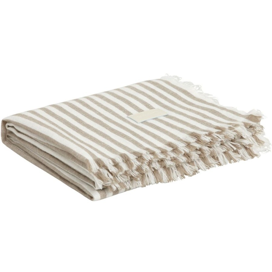 Textil Gant Home Pladar & Filtar | Light Stripe Plad 130X180 Cm, Cold Beige