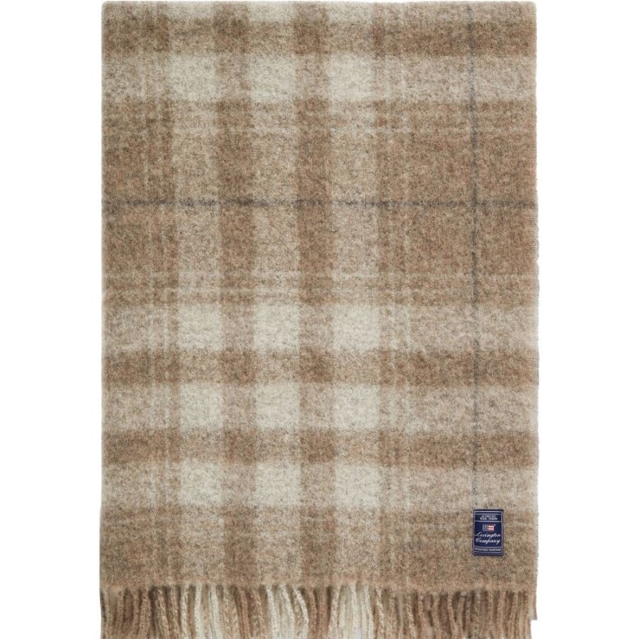 Textil Lexington Pladar & Filtar | Checked Mohair Mix Plad 130X170 Cm, Gra / Vit / Beige