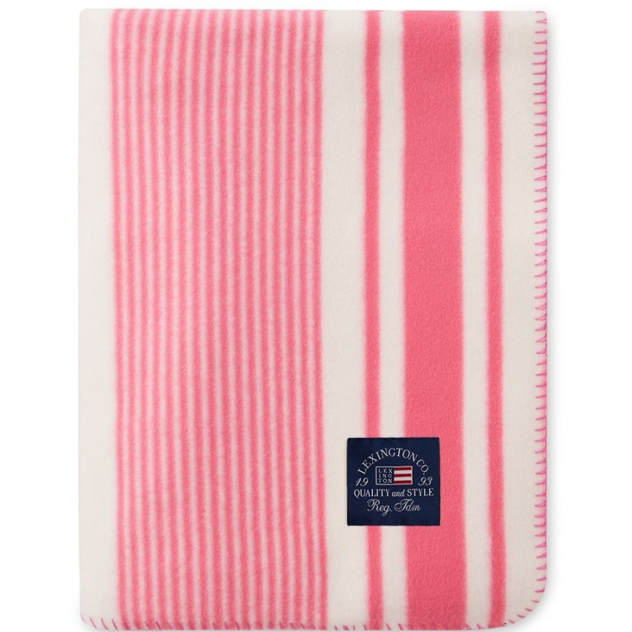 Textil Lexington Pladar & Filtar | Striped Recycled Polyester Fleece Plad 130X170 Cm, Cerise / Vit