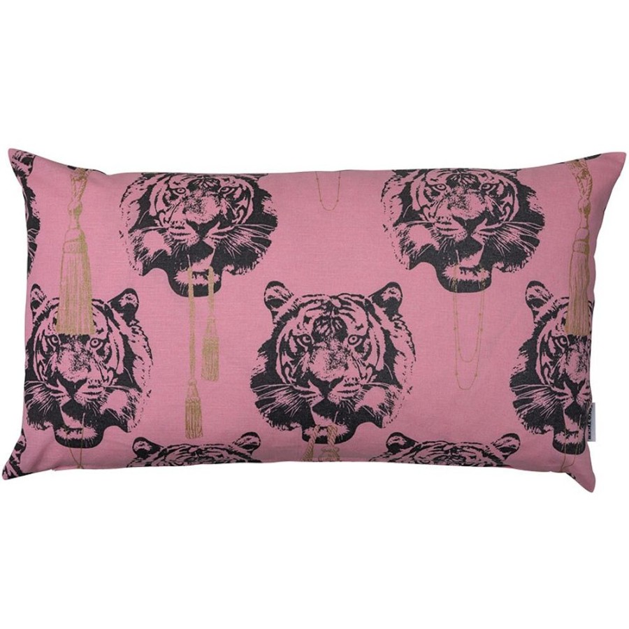 Textil Lisa Bengtsson Prydnadskuddar & Kuddfodral | Coco Tiger Kuddfodral Bomull / Linne 40X70 Cm, Rosa