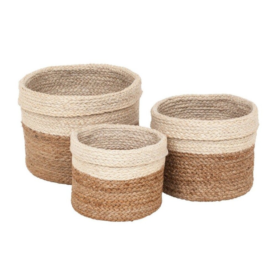 Inredning Dixie Korgar | Jute Braided Cylinder 3-Pack Korgar, Vit