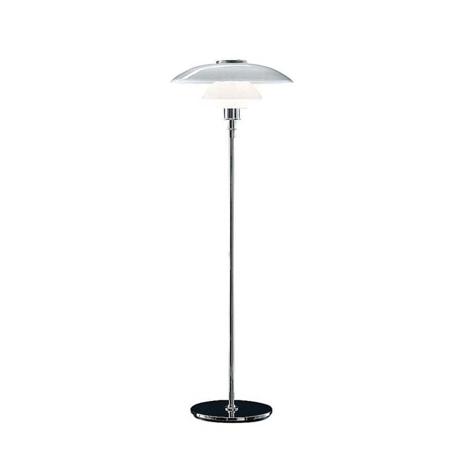 Belysning Louis Poulsen Golvlampor | Ph 4½-3½ Glas Golvlampa, Forkromad/Vitt Opalglas